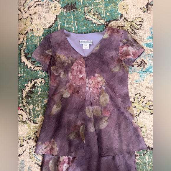 Vintage Jessica Howard Purple Floral Maxi Dress | 90s Chiffon Overlay | Size 8 - Picture 3 of 4